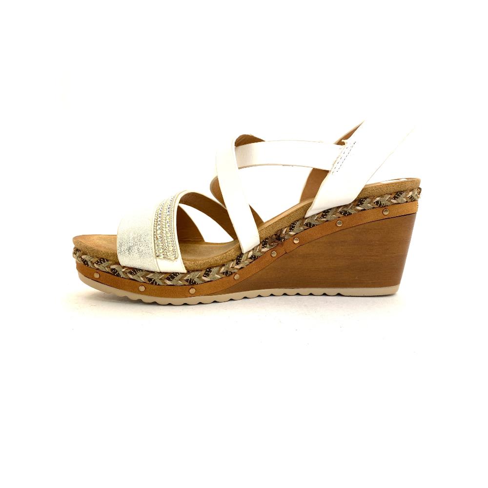 ZANNI WOMENS WEDGE DIAMANTE STRAP SANDAL - WHITE | Paul Byron Shoes | Ireland